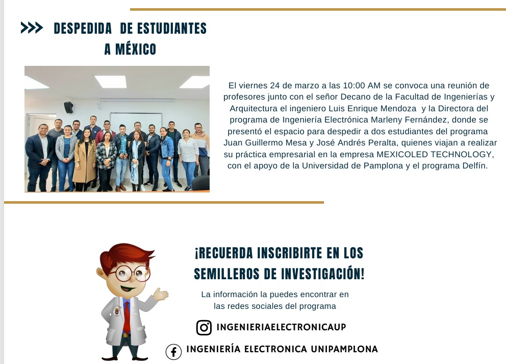 MéxicoLED en el boletín de la Universidad de Pamplona, Colombia